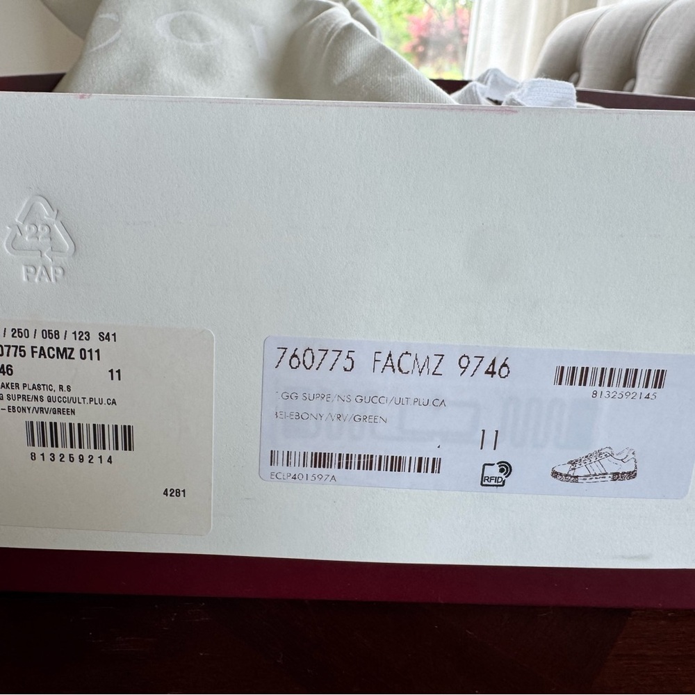 Men's Gucci Ace Sneaker, Brand New in Box | Beige & Ebony GG Supreme Size 11 - Picture 6 of 8